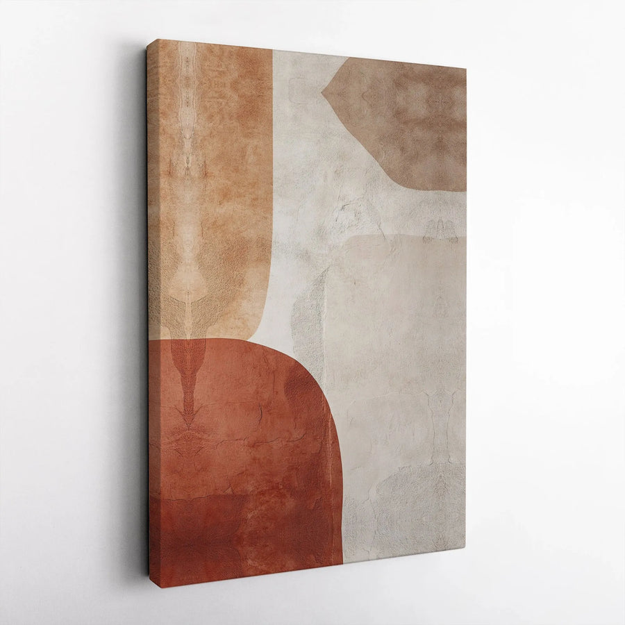 Boho Abstract Canvas Wall Art | Terracotta and Beige Organic Shapes | 1.25 Inch Gallery Wrap | Minimalist Modern Home Decor