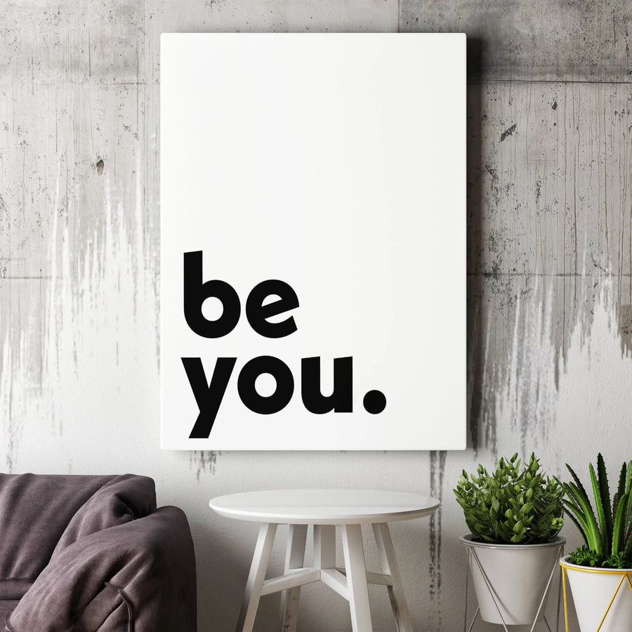 Be You Canvas Wall Art | Modern Minimalist Typography Print | 1.25 Inch Premium Gallery Wrap | Inspirational Home Decor Gift