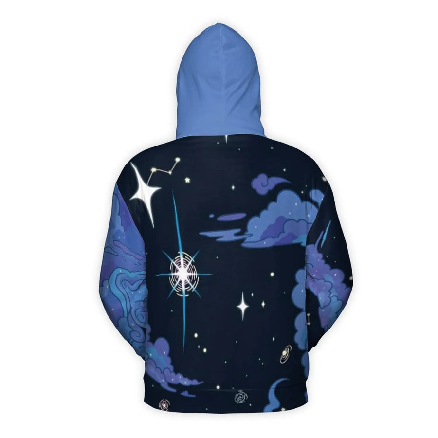 Galaxy Anime Hoodie | Pastel Clown Celestial 3D Graphic Print | Brushed Fleece Polyester | Unisex Streetwear Gift for Teens and Adults