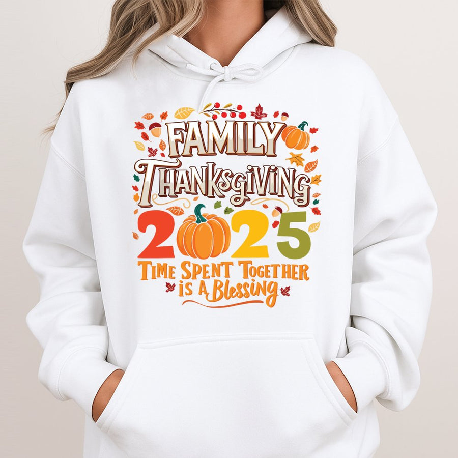 Family Thanksgiving 2025 Hoodie | Retro Pumpkin Fall Graphic | Premium Cotton Blend | Matching Autumn Gathering Gift For Family