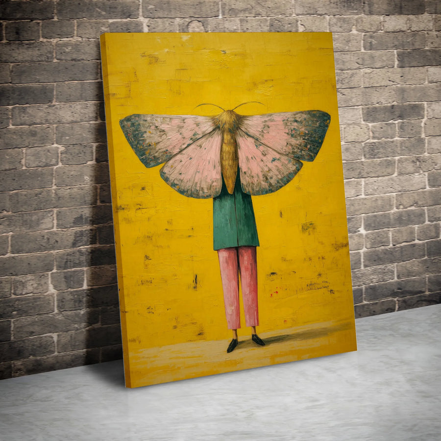 Surrealist Moth Wall Art | Anthropomorphic Insect Canvas Print | Gallery-Quality Fade-Resistant Decor | Unique Home & Office Gift