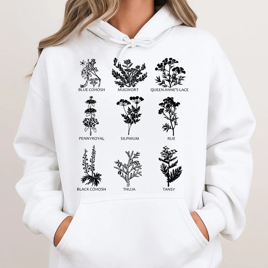 Botanical Herbal Hoodie | Pro-Choice Advocacy Plant Print | Premium Cotton Blend | Gift for Reproductive Rights Activist
