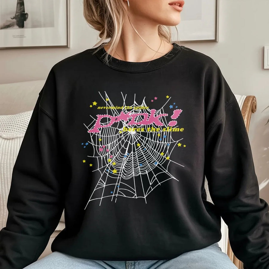 Spider Web Graphic Sweatshirt | Y2K Aesthetic Streetwear | Premium Cotton Blend | Unisex Oversized Grunge Gift for Him & Her
