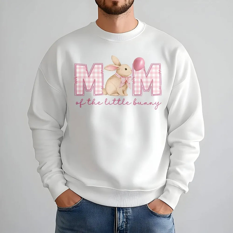 Mom of The Little Bunny Sweatshirt | Cute Gingham Rabbit Graphic | Premium Soft Sweatshirt | Easter Pregnancy Announcement Gift for Her