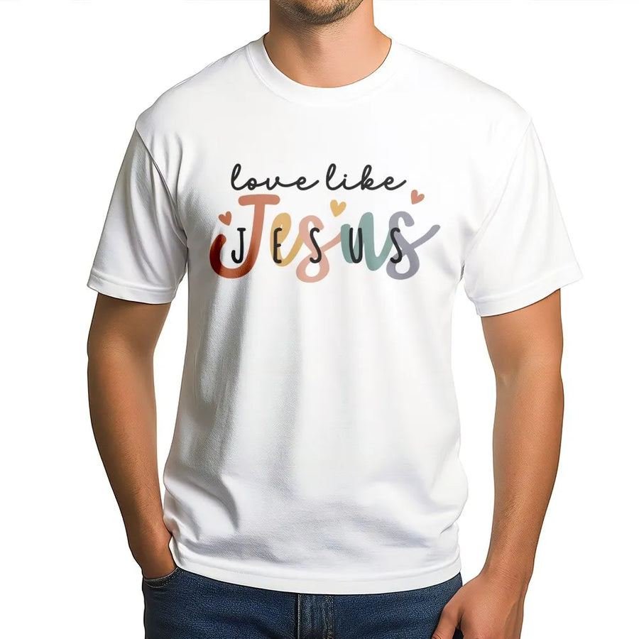 Love Like Jesus T-Shirt | Boho Christian Faith Graphic Tee | Premium 100% Cotton Shirt | Religious Gift for Men and Women