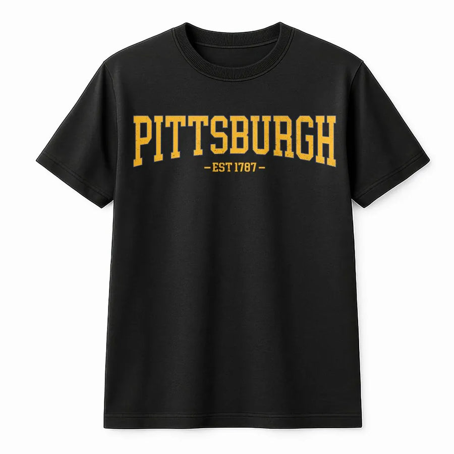 Pittsburgh T-Shirt | Vintage College Style EST 1787 | Premium Soft Blend | City Pride Souvenir Gift for Men and Women