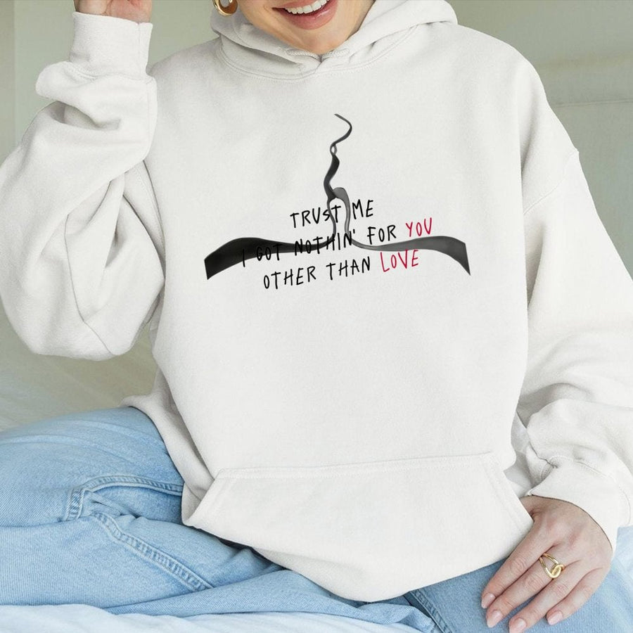 Trust Me Hoodie | Graphic Quote Streetwear | Premium Cotton-Blend Fleece | Gift For Men And Women Inspirational Lyric Aesthetic Sweatshirt