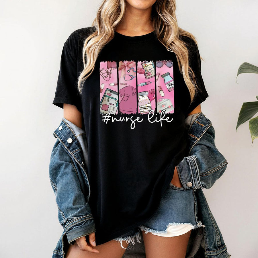 Nurse Life T-Shirt | Medical Graphic Nursing Aesthetic Print | 100% Soft Cotton Premium Tee | Gift for Registered Nurse RN Nursing Student
