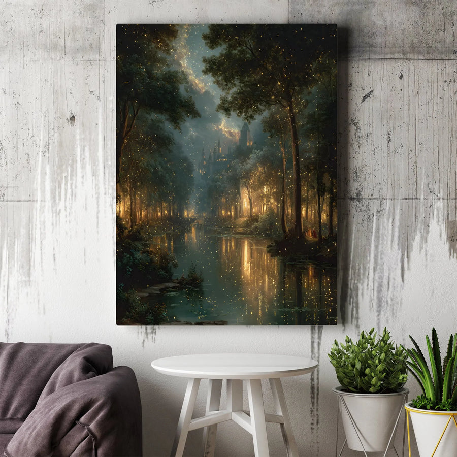 Enchanted Forest Wall Art | Magical Castle In The Woods Canvas Print | Premium Gallery Wrap Decor | Fantasy Landscape Gift For Fantasy Lovers