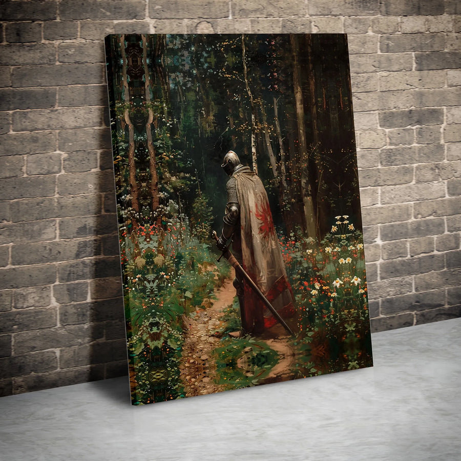 Medieval Knight Wall Art | Fantasy Warrior in Enchanted Forest | Premium Gallery Canvas | Gift for History Buffs and Fantasy Lovers