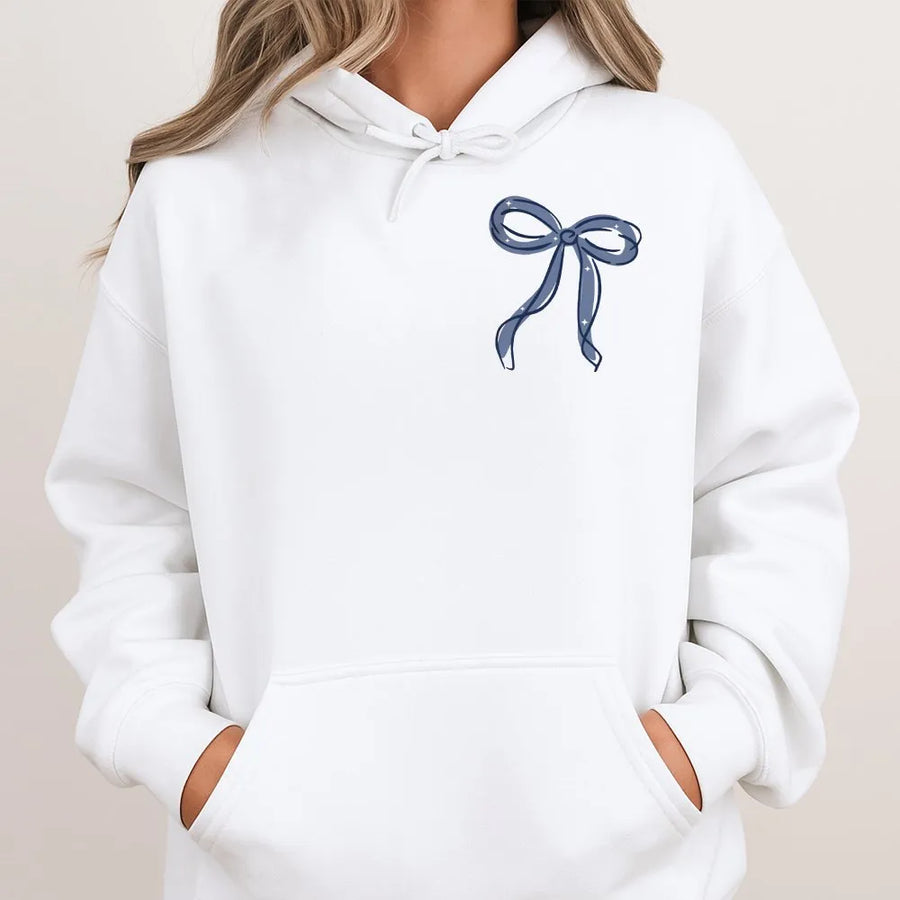 Coquette 4th of July Hoodie | Preppy Patriotic Bow Sweatshirt | Soft Cotton Blend | American Honey Girly Independence Day Gift