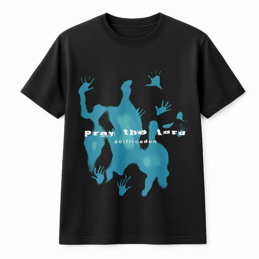 Pray The Lord Graphic T-Shirt | Abstract Handprint Design | Premium Cotton Crewneck | Faith-Inspired Gift for Men and Women