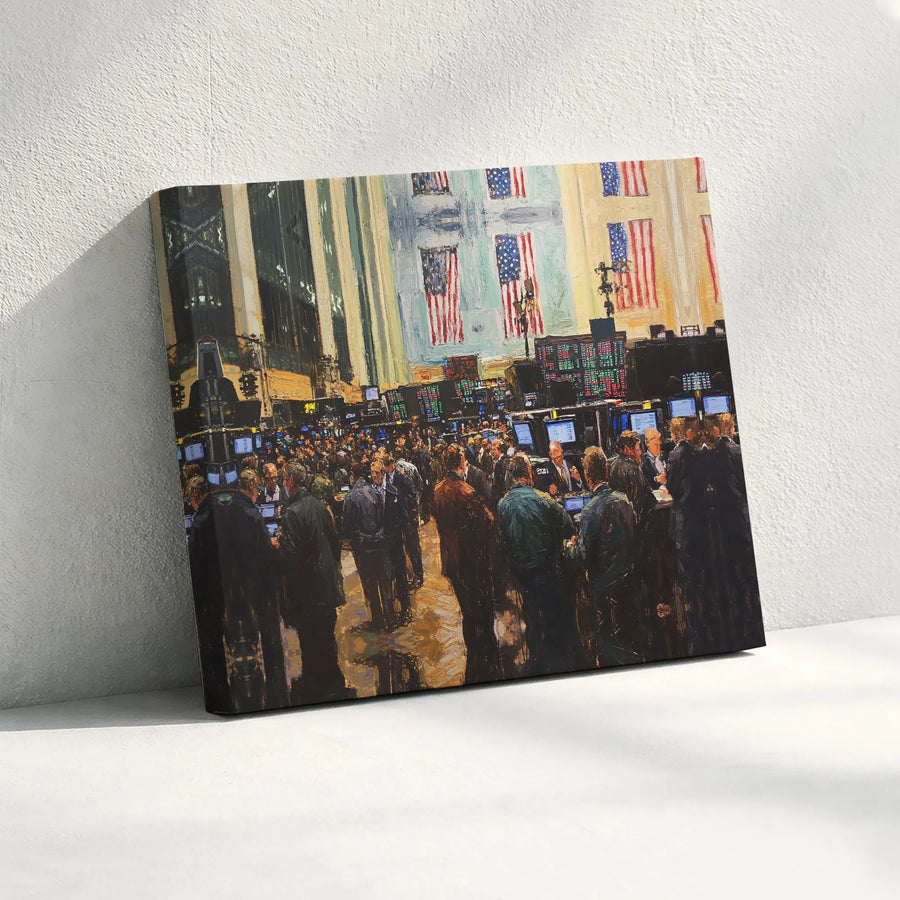 Stock Market Canvas Wall Art | Wall Street Trading Floor Painting | Premium Gallery Quality Print | Office Decor Gift for Investor