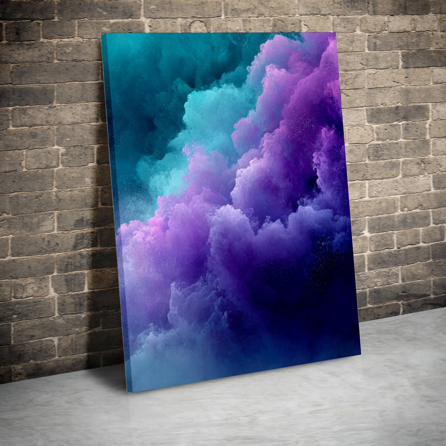 Abstract Nebula Canvas Wall Art | Vibrant Teal and Purple Cosmic Cloud | Premium Gallery Wrapped Canvas | Modern Home & Office Decor Gift