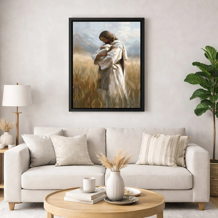 Jesus The Good Shepherd Canvas Art | Religious Lamb Wall Decor | Premium Fade-Resistant Print | Spiritual Gift for Home and Church