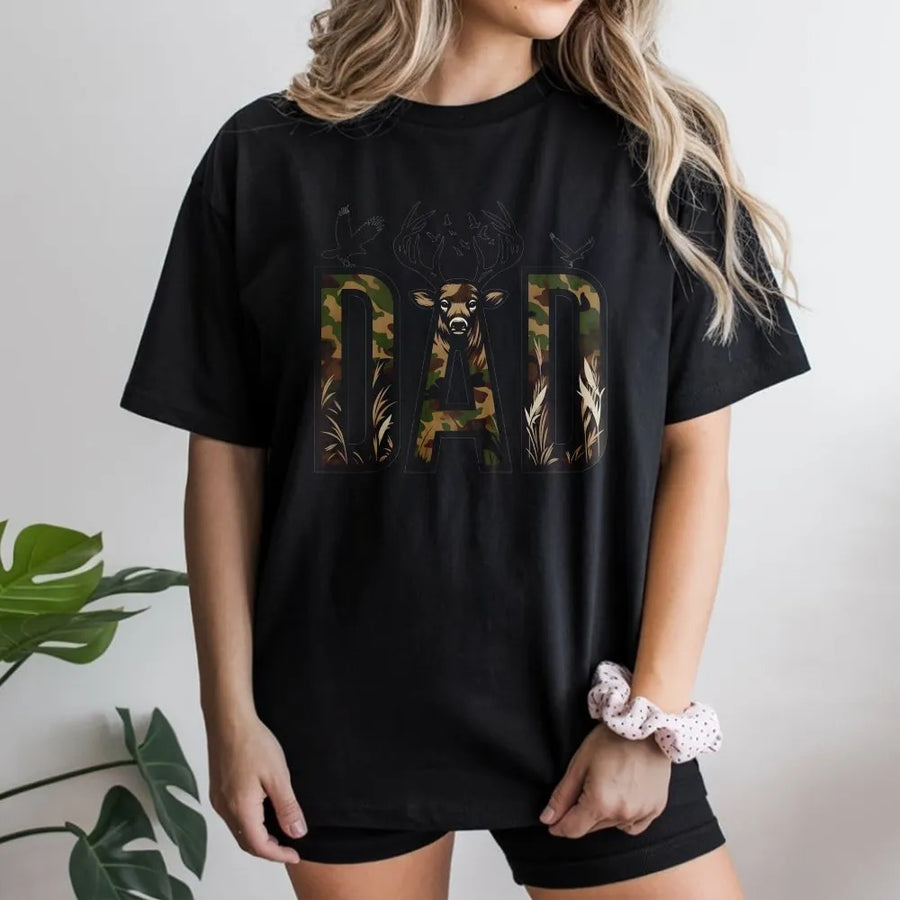 Deer Hunting Dad T-Shirt | Best Buckin Dad Ever Camo Graphic | Soft Cotton Blend Pullover | Father's Day Gift for Hunter