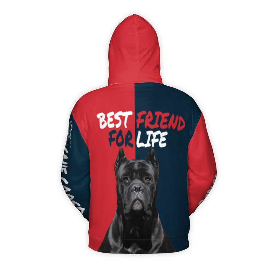 Cane Corso 3D Hoodie | Best Friend For Life Dog Lover Print | Premium Brushed Fleece Pullover | Unique Gift For Dog Mom Or Dad