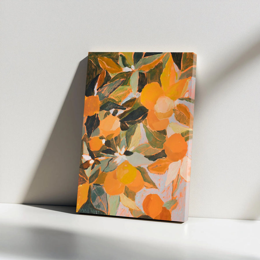 Abstract Orange Tree Canvas Wall Art | Painterly Botanical Print | Premium Frameless Design | Modern Kitchen Decor Gift