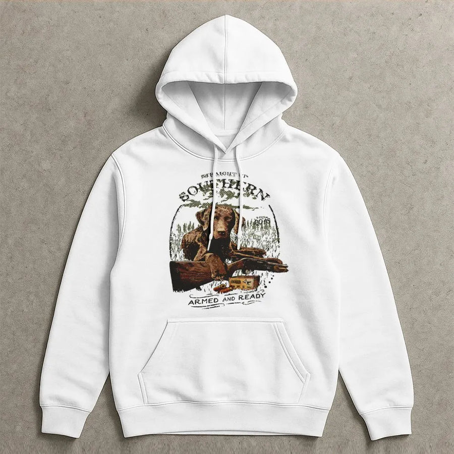 Hunting Dog Hoodie | Retriever Field Graphic Design | Premium Cotton-Poly Blend | Country Style Outdoor Apparel Gift For Hunters