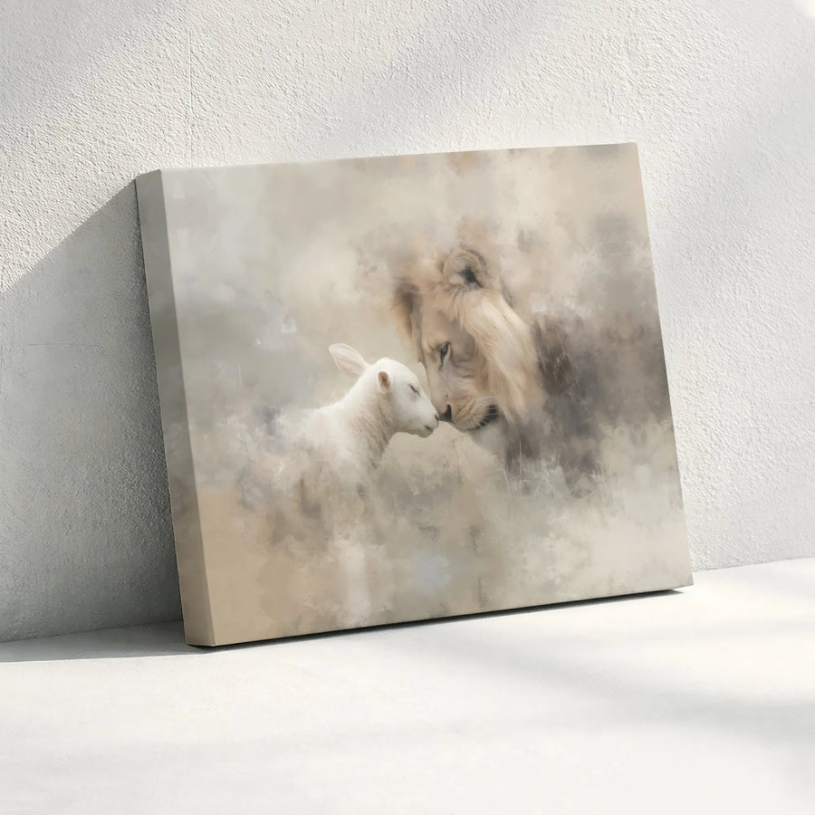 Lion and Lamb Wall Art | Christian Religious Canvas Print | Premium Gallery-Quality Decor | Inspirational Spiritual Home Gift