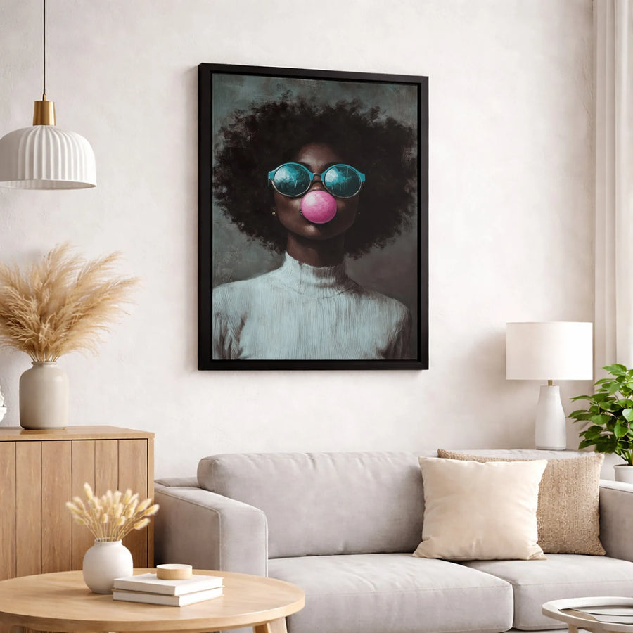 Black Woman Art Print | Afro Aesthetic Wall Decor | Premium Gallery Wrapped Canvas | Stylish Pop Culture Gift for Home Office