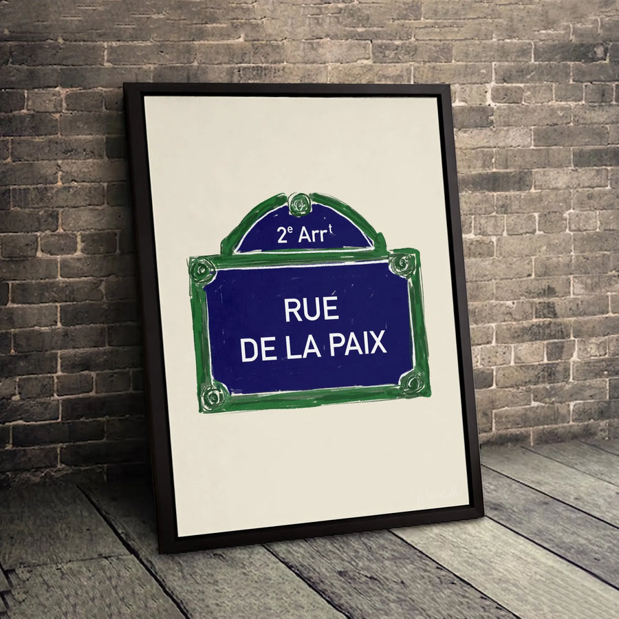 Rue de la Paix Paris Street Sign Canvas | Vintage French Aesthetic Wall Art | Premium Gallery Wrapped Decor | Travel Lover Gift
