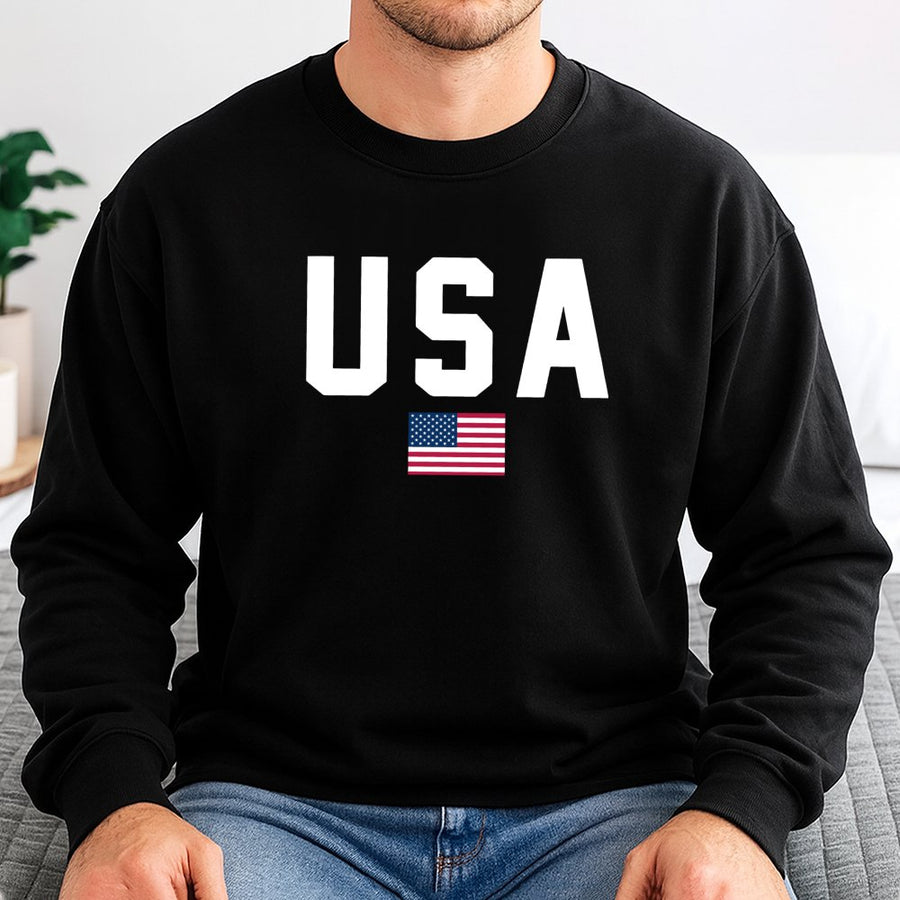 USA Flag Sweatshirt | Patriotic American Graphic Crewneck | Premium Cotton-Poly Blend | Unisex Casual Gift for July 4th or Veterans Day