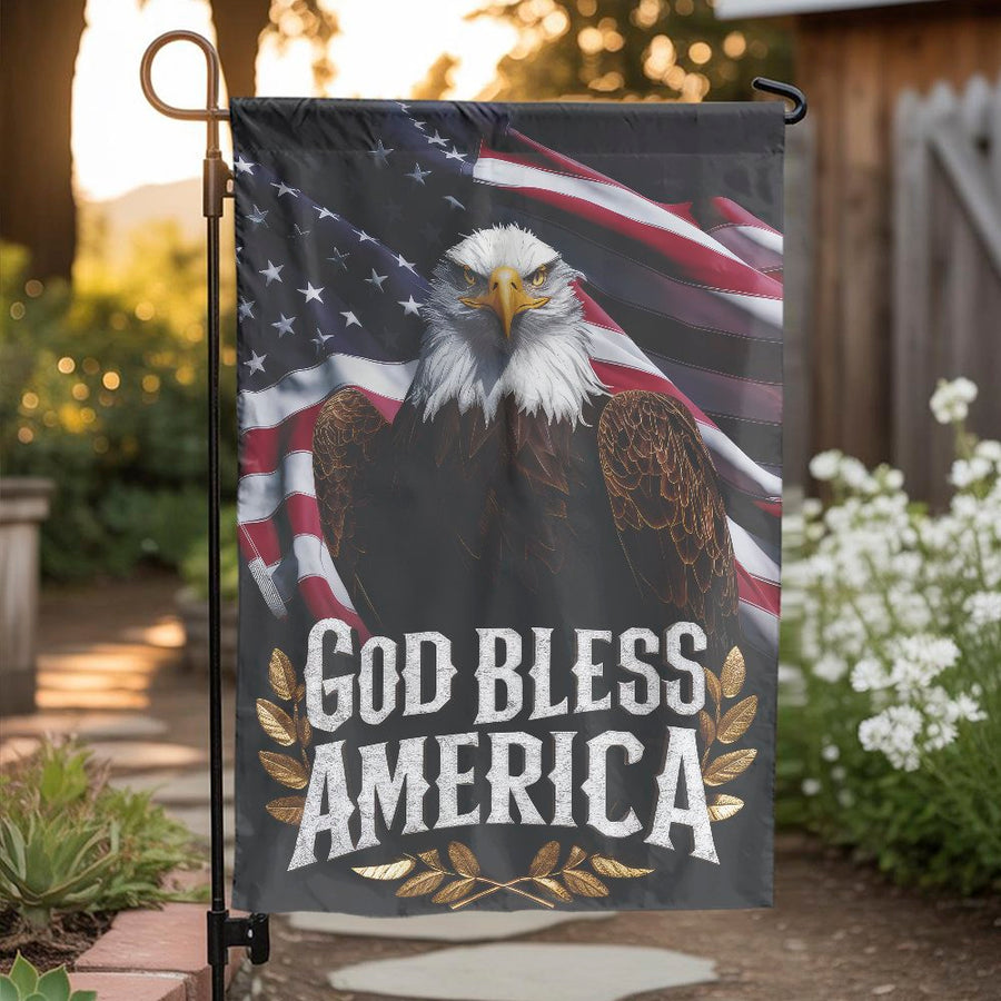 Patriotic Eagle Garden Flag | God Bless America Yard Decor | Weather-Resistant Premium Polyester | 4th of July Independence Day Outdoor Gift