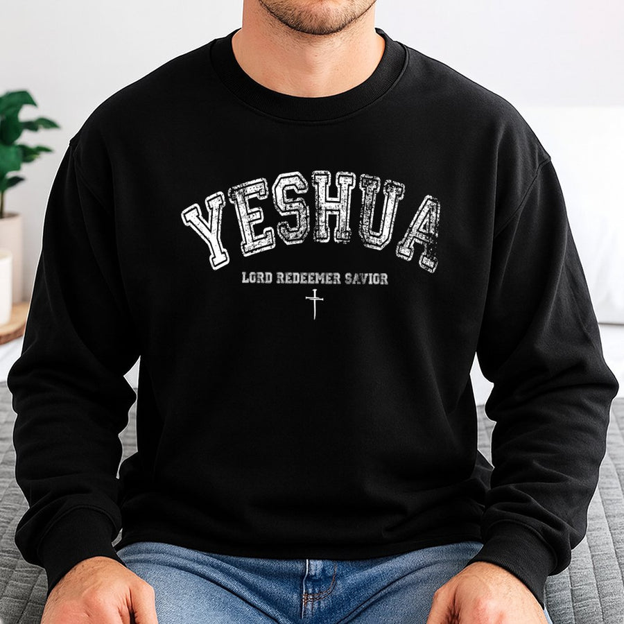 Yeshua Sweatshirt | Religious Faith Graphic Crewneck | Cotton Blend Premium Apparel | Christian Gift For Men And Women