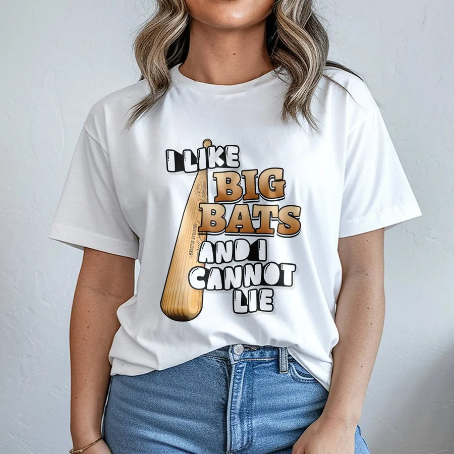 Funny Baseball T-Shirt | 'I Like Big Bats And I Cannot Lie' Graphic | Premium Cotton Tee | Gift for Baseball Mom, Player or Fan
