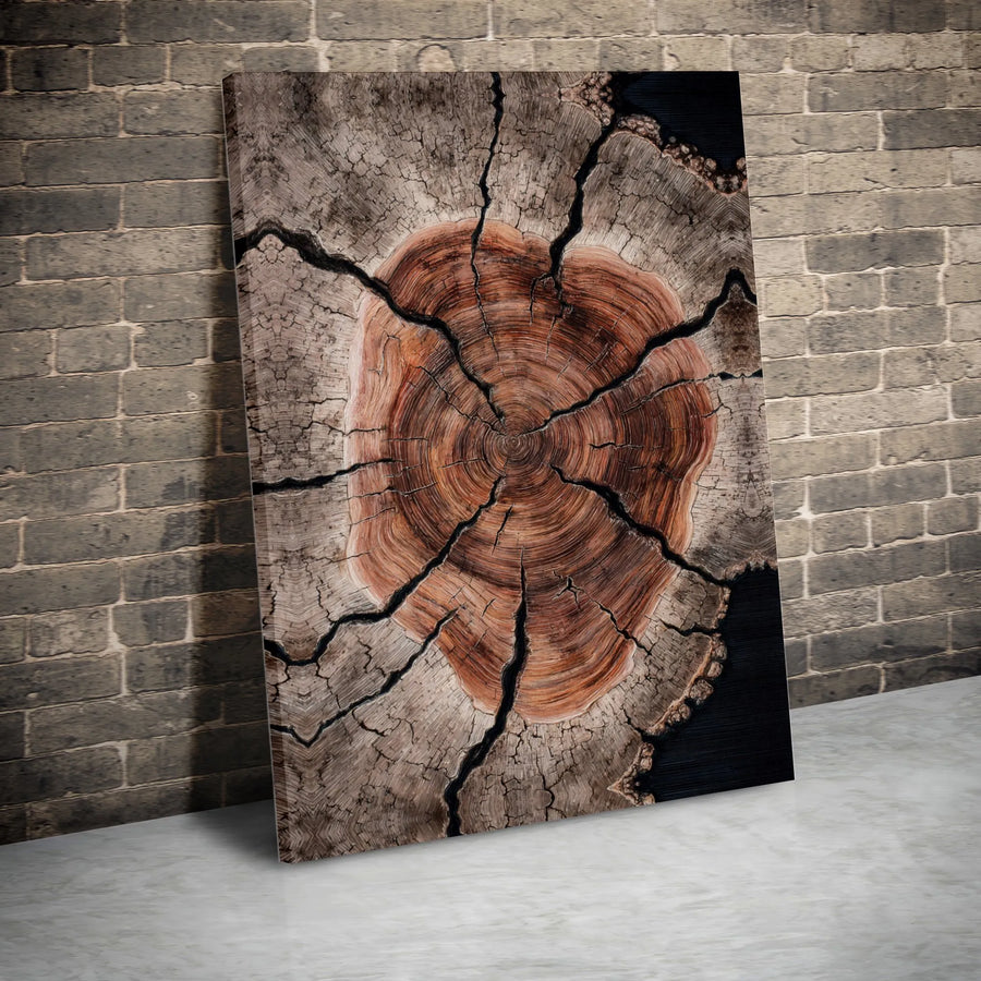 Rustic Tree Slice Wall Art | Cross Section Wood Grain Print | Premium Gallery Wrapped Canvas | Modern Farmhouse Decor Gift