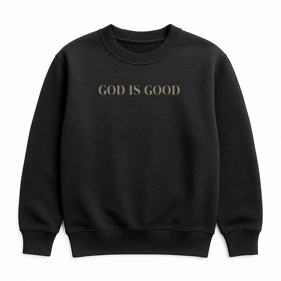 God Is Good Sweatshirt | Minimalist Christian Graphic Apparel | Premium Cotton Blend Crewneck | Religious Gift for Men and Women