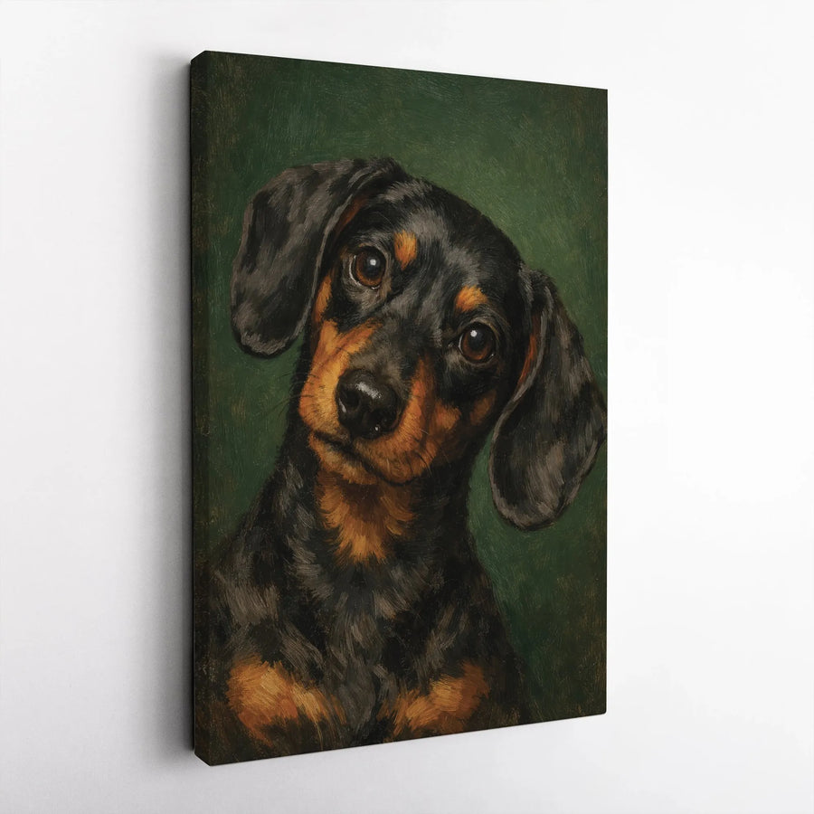 Dachshund Canvas Wall Art | Vintage Oil Painting Style Portrait | Premium Gallery Wrap Canvas | Gift for Dog Lovers & Doxie Moms