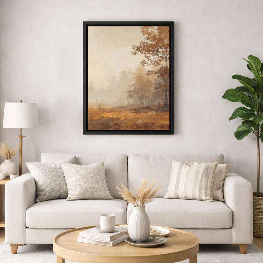 Misty Autumn Forest Canvas Wall Art | Moody Woodland Landscape Print | Premium 1.25-Inch Gallery Wrap | Fall Home Decor & Nature Lover Gift