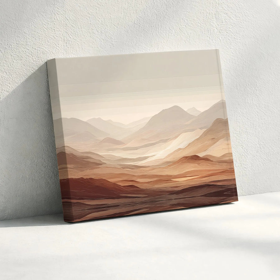 Abstract Mountain Landscape Canvas Print | Modern Earth Tone Horizon Wall Art | 1.25-Inch Gallery Wrap | Minimalist Boho Home Decor Gift