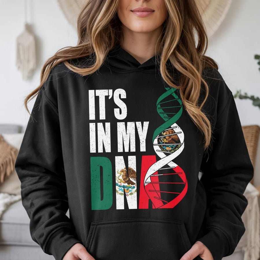 Mexico DNA Hoodie | Mexican Flag Heritage Heritage Design | Premium Cotton Blend | Proud Latino Roots Gift For Him Or Her