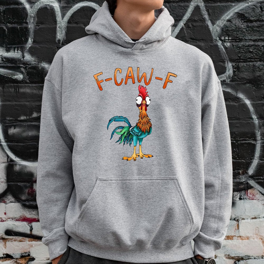 Funny Chicken Hoodie | F-Caw-F Quirky Rooster Graphic | Premium Cotton Blend Pullover | Unisex Gift for Poultry Lovers and Farmers