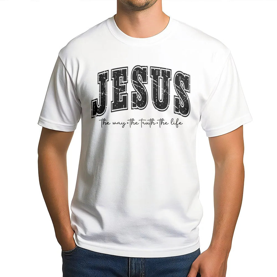 Jesus The Way The Truth The Life T-Shirt | Distressed Graphic Faith Tee | Premium Soft Cotton | Christian Gift For Women And Men