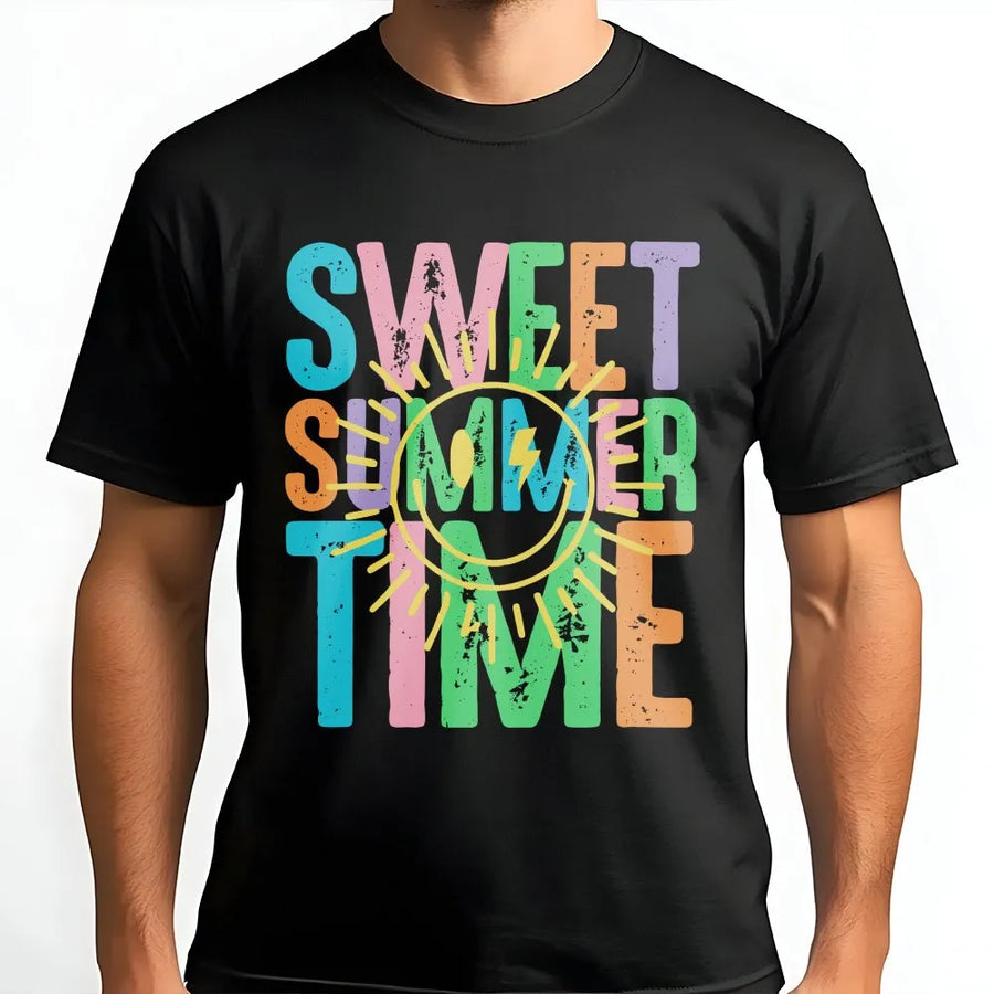 Sweet Summer Time Shirt | Retro Graphic Tee with Pastel Colors | Premium 100% Cotton | Unisex Summer Vacation Gift