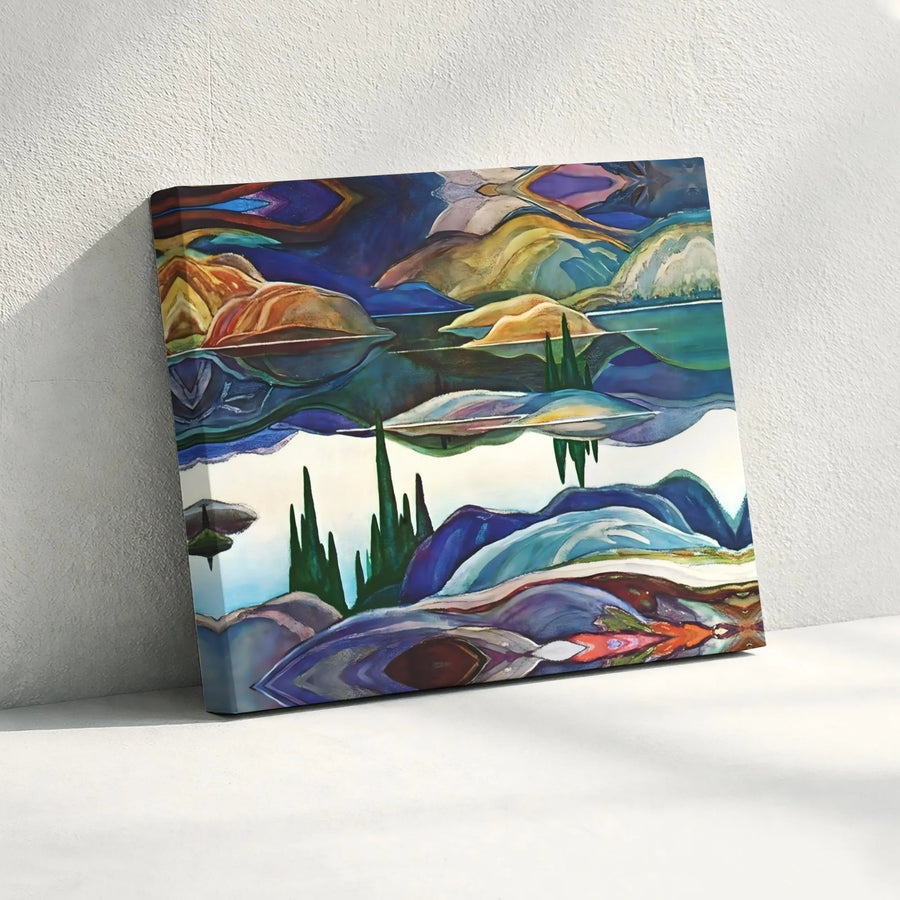 Abstract Mirrored Landscape Canvas Art | Modern Surreal Rolling Hills Wall Decor | Premium Fade-Resistant Gallery Print | Statement Piece for Home Office