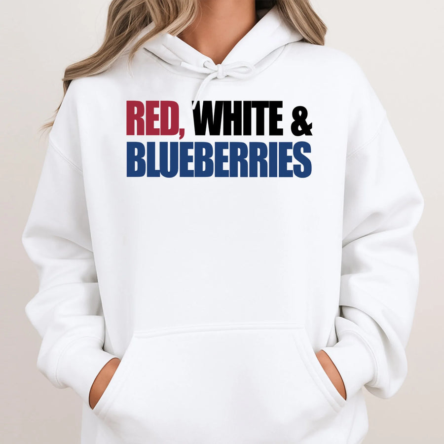Red White and Blueberries Hoodie | Patriotic 4th of July Graphic | Premium Cotton Blend | Unisex Americana Gift for Independence Day
