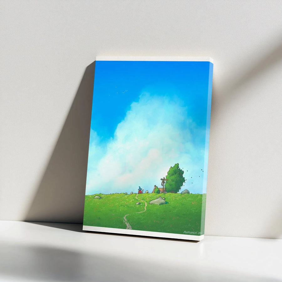 Whimsical Mage Canvas Wall Art | Wizard at the Crossroads Illustration | Premium Gallery Wrapped Print | Gift for Fantasy RPG Fan