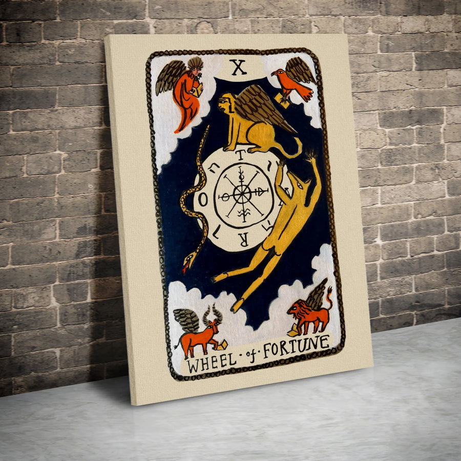 Wheel Of Fortune Tarot Card Canvas Art | Major Arcana Occult Wall Decor | Premium Fade-Resistant Print | Spiritual Gift for Mystic Lovers