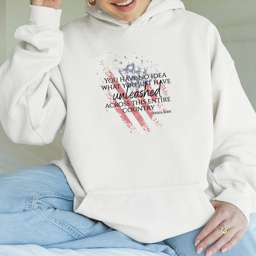 Patriotic Quote Unisex Hoodie | Distressed American Flag Graphic | Premium Cotton Blend | Gift for Freedom Lovers & Conservative Apparel