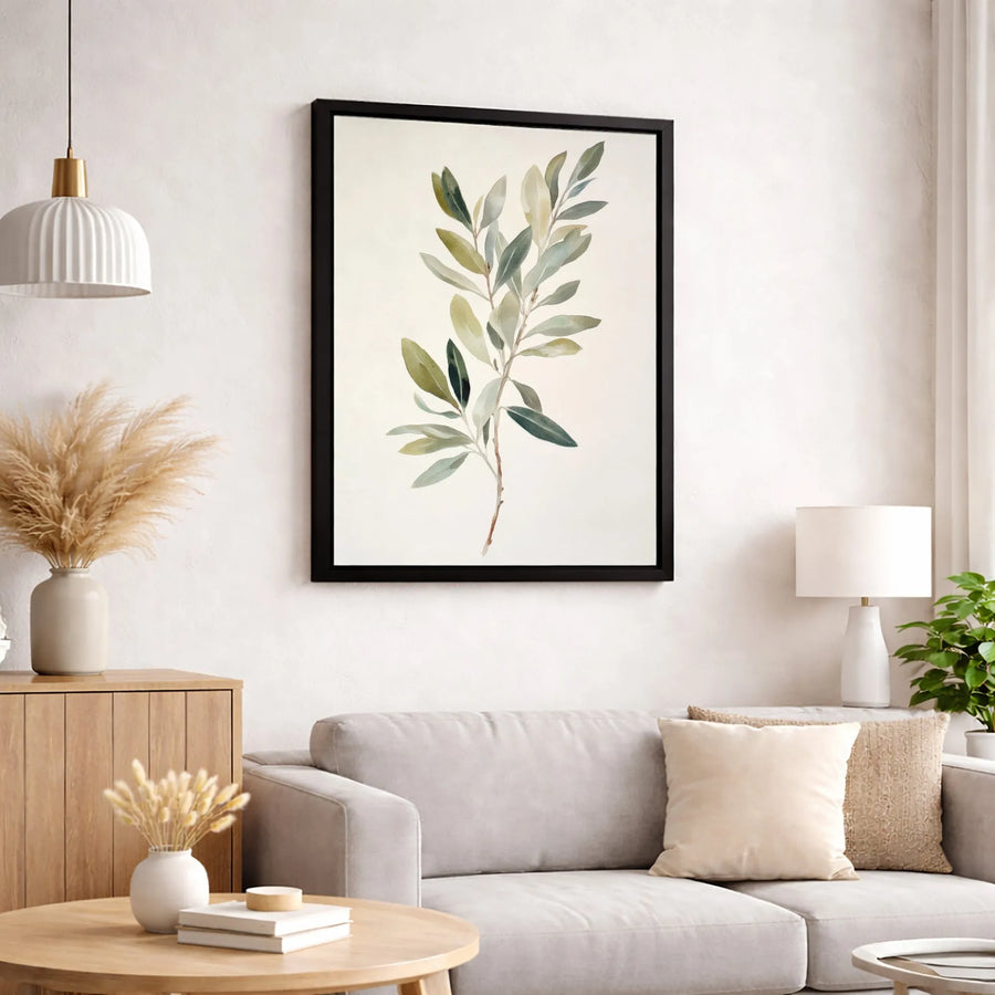Minimalist Olive Branch Canvas Art | Watercolor Botanical Wall Decor | Premium Fade-Resistant Print | Elegant Home & Office Interior Design Gift