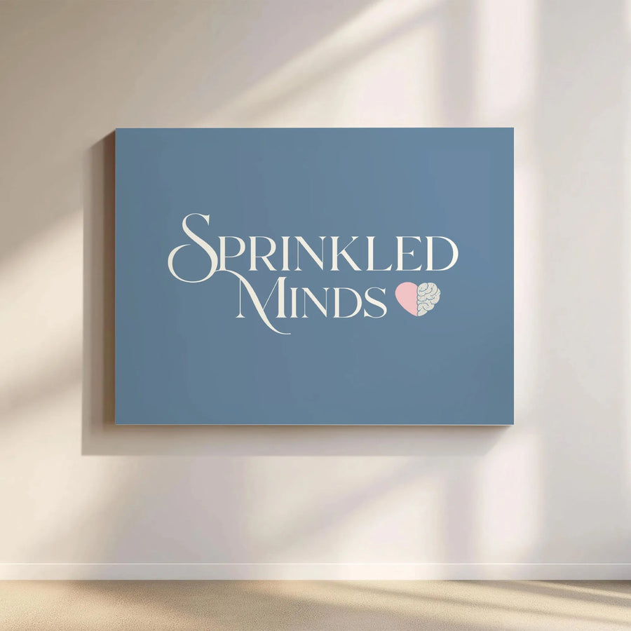 Sprinkled Minds Canvas Print | Minimalist Brain Heart Typography Art | Gallery Quality Framed Wall Decor | Inspirational Mental Health Office Gift