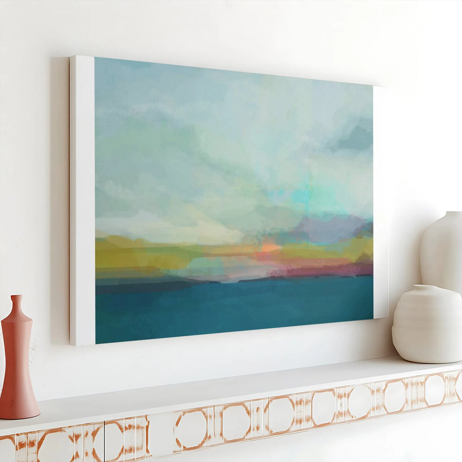 Abstract Seascape Canvas Wall Art | Modern Watercolor Ocean Painting | Premium Gallery Wrapped Canvas | Living Room & Bedroom Decor Gift