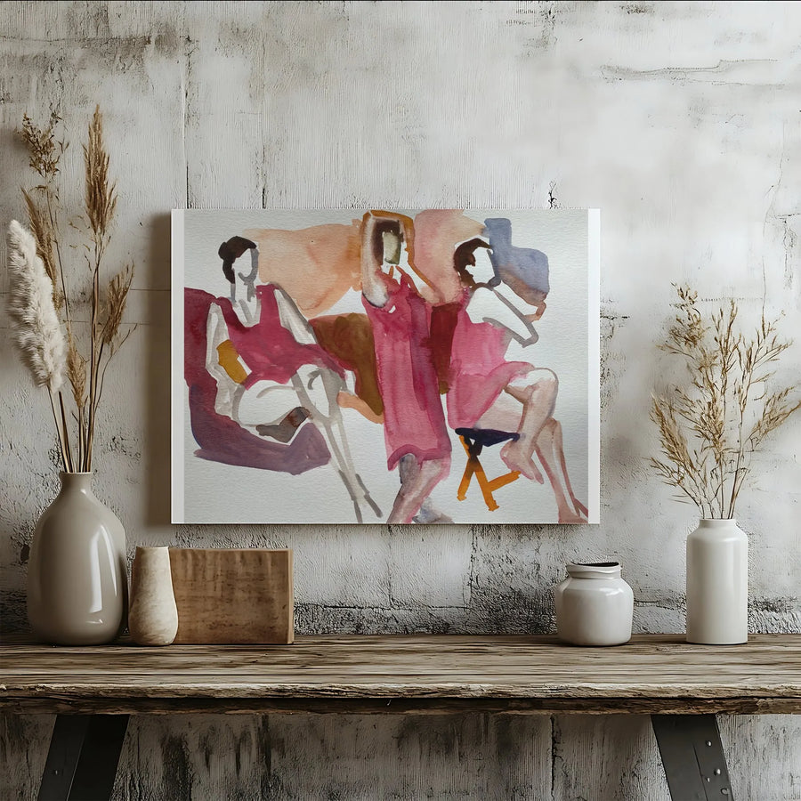 Abstract Women Canvas Wall Art | Modern Figurative Watercolor Painting Print | Premium Gallery Wrapped Canvas | Contemporary Home Decor Gift