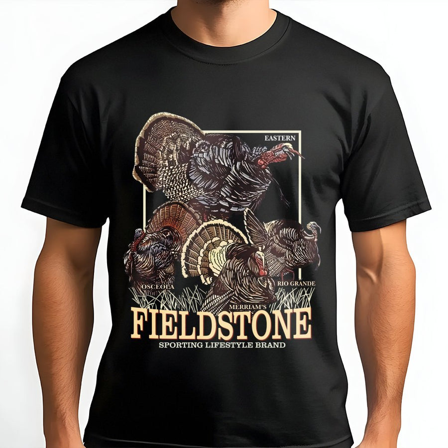 Wild Turkey Hunting T-Shirt | Fieldstone Sporting Lifestyle Graphic | Premium Cotton Apparel | Wildlife Conservation Gift for Hunters