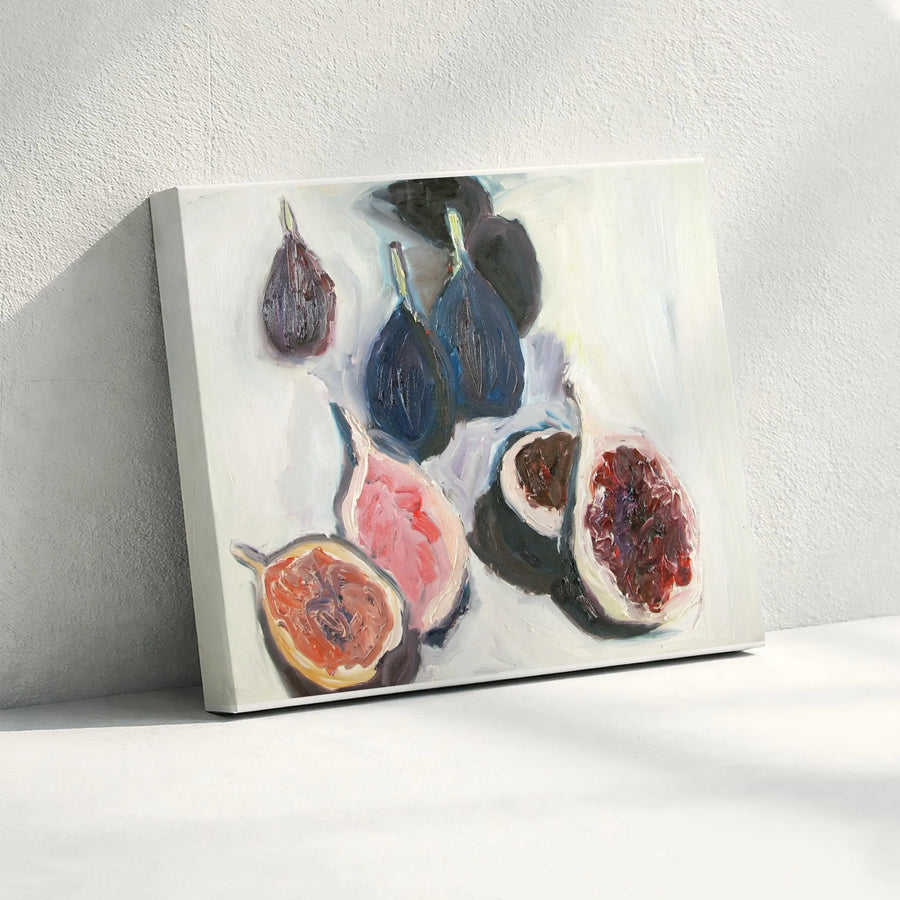 Fig Painting Canvas Wall Art | Modern Textured Still Life Fruit Print | Premium Gallery Wrap Canvas | Kitchen & Dining Room Decor Gift